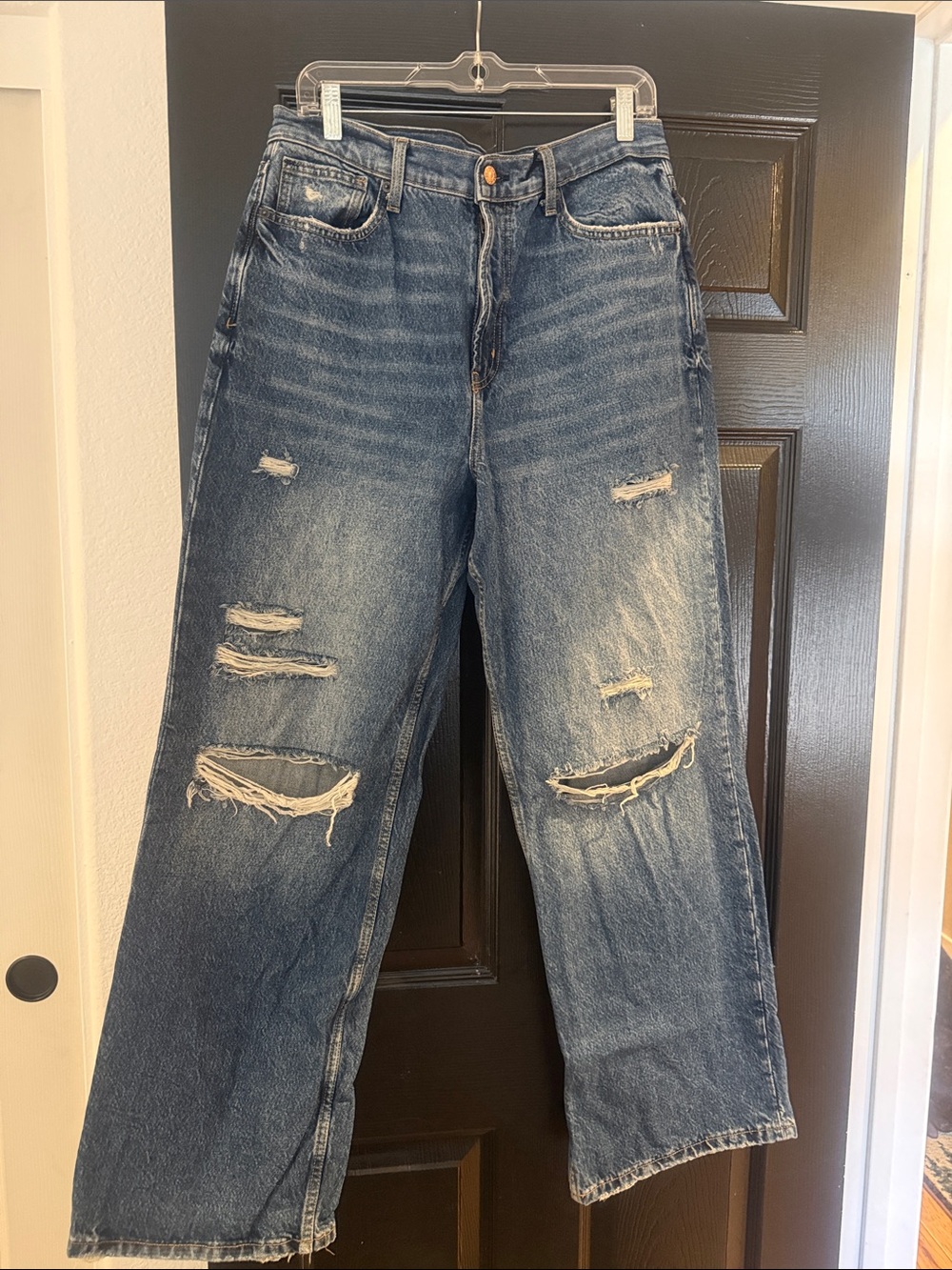 Arizona Jeans Classic Distressed Wide-Leg Blue Jeans - Women's